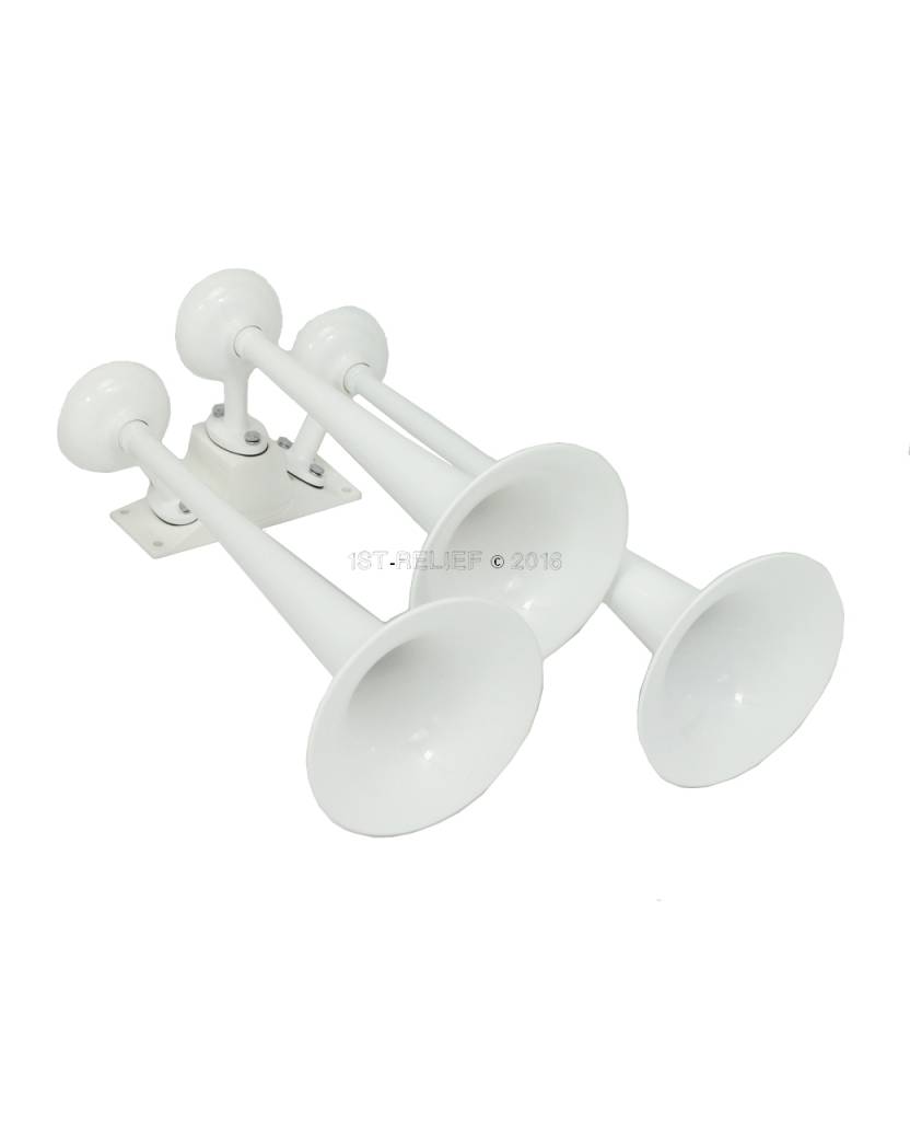 Corne de navire T-0A, trois trompettes, finition en poudre blanche ou finition chromée