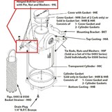 Intake Water Strainer - Spare Hinged Bolt for Cover with Pin, Nut and Washers