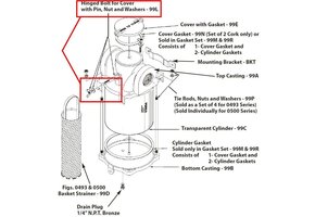 Large Intake Water Strainer - Spare Hinged Bolt for Cover