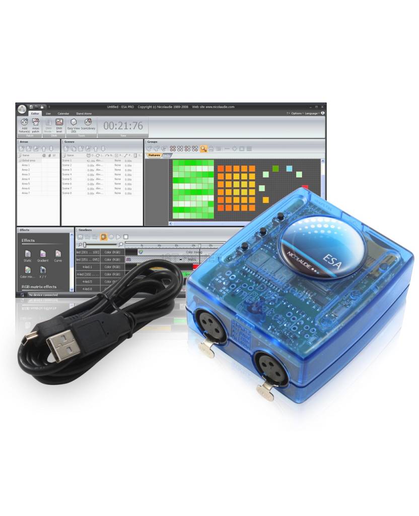 Controlador DMX512 SLESA-UE7 con USB y Ethernet