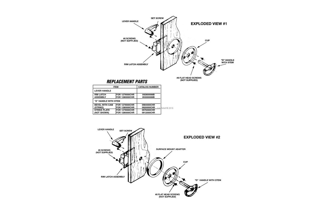 Cabindoor - Flush Cup Rim Latch Set met deurkruk en bekerhendel, deurklinkknop