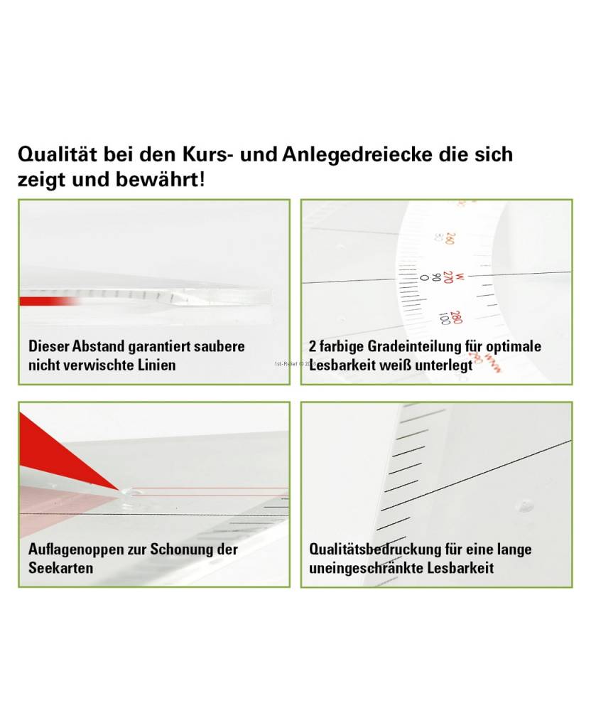 Navigations / Skipper-Set 2000 Marinezirkel, Kurs- und Anlegedreieck, Bleistift und Kugelschreiber, Radiergummi und Bleistiftspitzer.