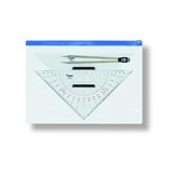 Ausbildungs-Set, Inhalt: Marinezirkel 70570, je ein kleines Kurs- u. Anlegedreieck 7063/7061, in Tasche mit Zipp-Verschluss