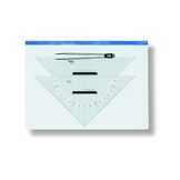 Skipper-Set, Inhalt: Marinezirkel 7047, je ein großes Kurs- u. Anlegedreieck 7064/7062, in Tasche mit Zipp-Verschluss