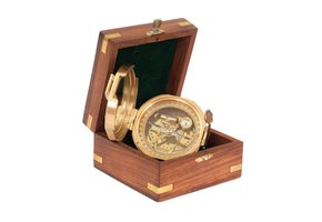 Nostalgic sighting mirror compass, brass