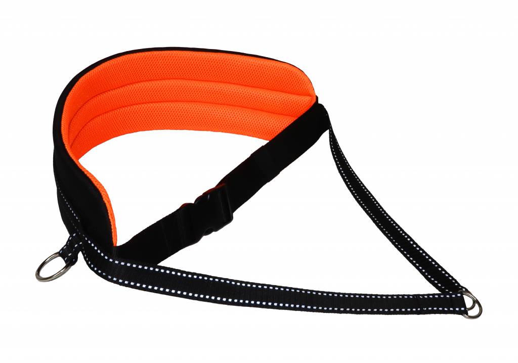 LASALINE Handsfree Dog Walking Running Jogging Waist Belt -  neon orange Pedding/ black with reflectors - Copy
