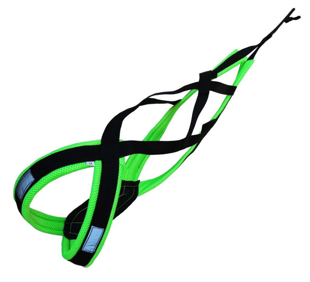 LASALINE LasaLine Weight Pulling Dog Harness, X - Back Style for Canicross, Bike, Sled, Scooter, Bike-, Ski-Joring, Jogging,... in black with neon green padding - Copy