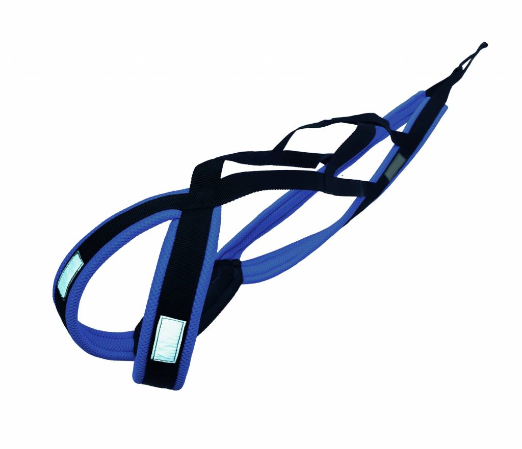 LASALINE X-Back harnais pour chien pour le vélo, ski-joering, scooter, traîneau - en noir avec un rembourrage bleu - Copy