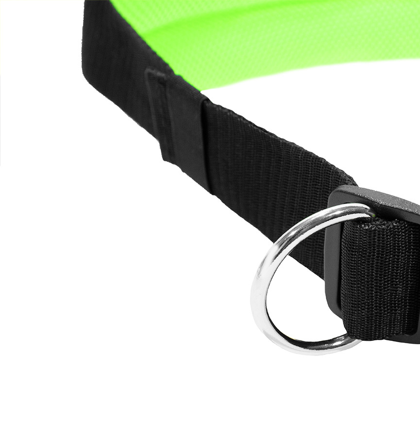 LASALINE Handsfree Dog Walking Running Jogging Waist Belt -  neon green Pedding/ black with reflectors