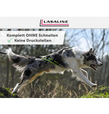 LASALINE X-Back harnais pour chien pour le vélo, ski-joering, scooter, traîneau - en noir avec un rembourrage bleu clair