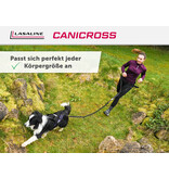 LASALINE X-Back harnais pour chien pour le vélo, ski-joering, scooter, traîneau - en noir avec un rembourrage bleu clair