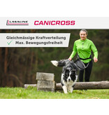 LASALINE X-Back harnais pour chien pour le vélo, ski-joering, scooter, traîneau - en noir avec un rembourrage bleu clair
