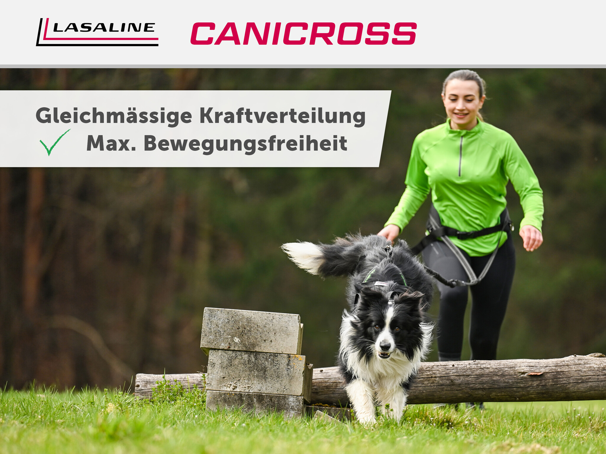 LASALINE Zuggeschirr für Hunde X-Back für Canicross Scooter Bikejöring Schlitten