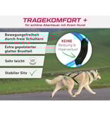 LASALINE LasaLine Weight Pulling Dog Harness, X - Back Style for Canicross, Bike, Sled, Scooter, Bike-, Ski-Joring, Jogging,... in black with light blue padding
