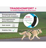 LASALINE X-Back harnais pour chien pour le vélo, ski-joering, scooter, traîneau - en noir avec un rembourrage bleu clair