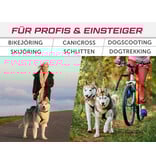 LASALINE LasaLine Weight Pulling Dog Harness, X - Back Style for Canicross, Bike, Sled, Scooter, Bike-, Ski-Joring, Jogging,... in black with light blue padding