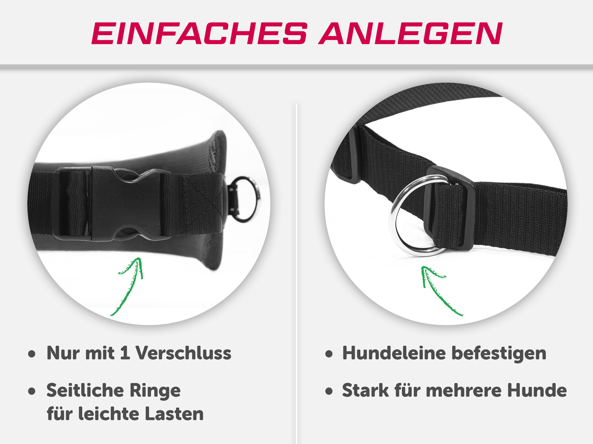 LASALINE LASALINE Mains-libres chien marchant Courir jogging Ceinture - noir Pedding / réflecteurs noirs