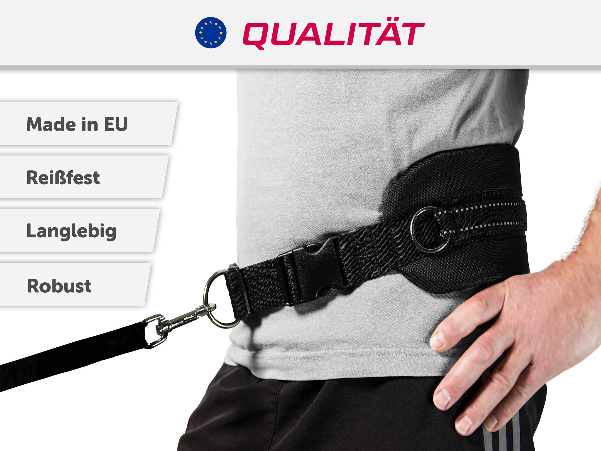 LASALINE LASALINE Handsfree Dog Walking Running Jogging Waist Belt -  black Pedding/ black with reflectors