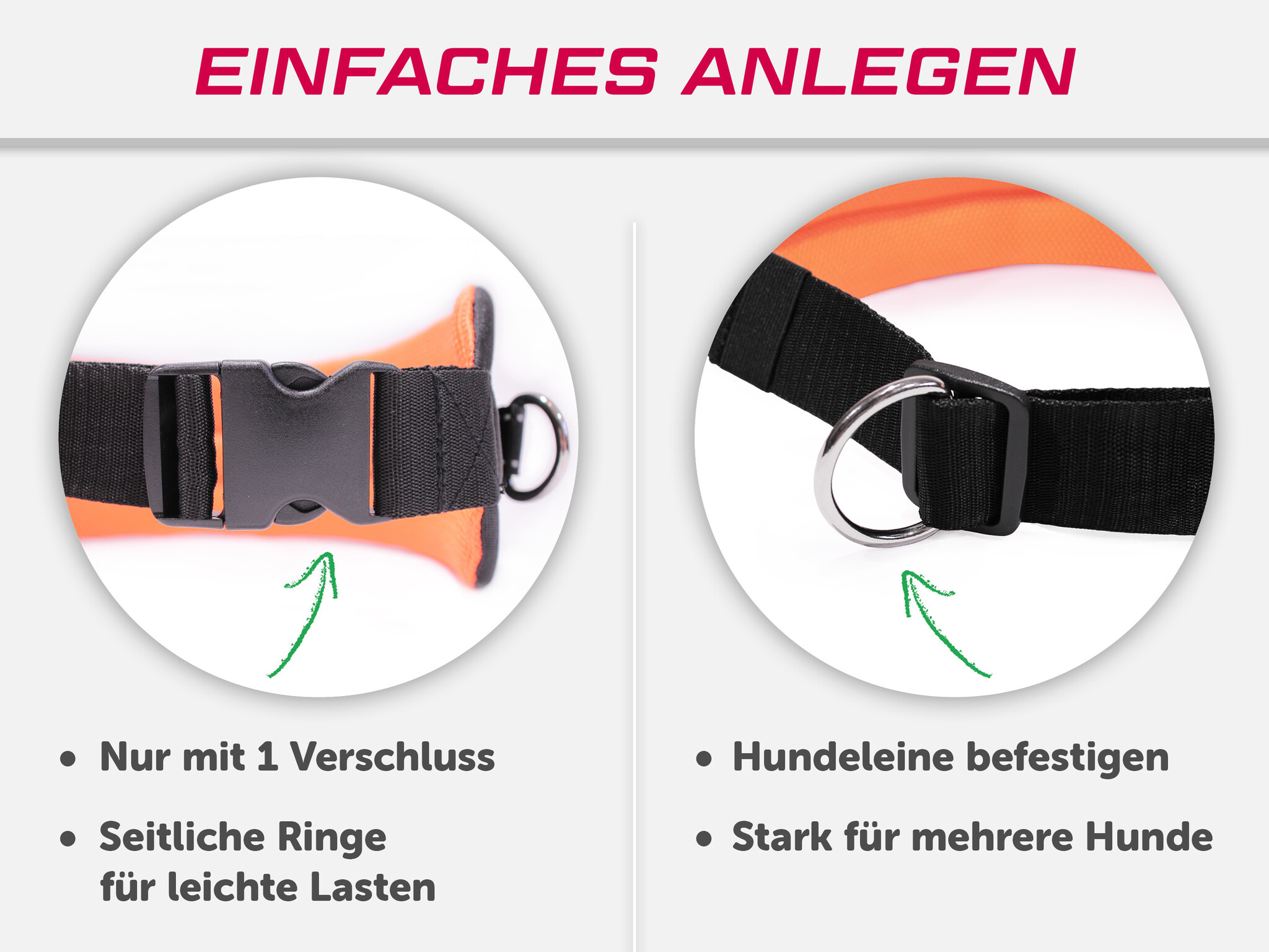 LASALINE Mains-libres chien marchant Courir jogging Ceinture - orange fluo Pedding / noir avec réflecteurs