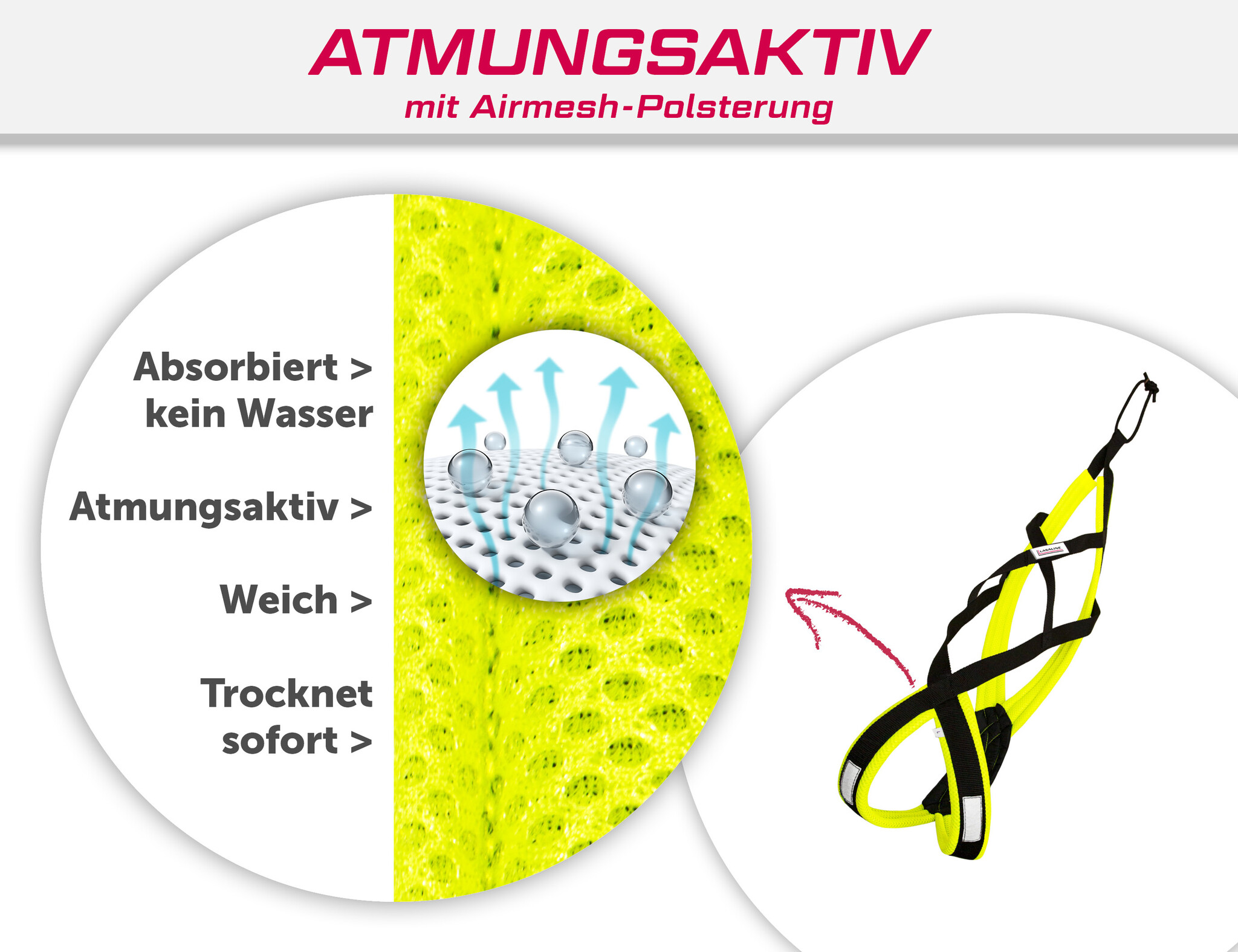 LASALINE LASALINE X Back Geschirr in Schwarz Neongelb