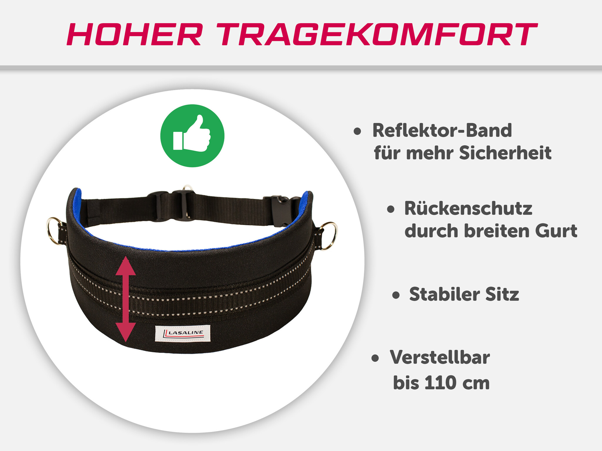LASALINE Handsfree Dog Walking Running Jogging Waist Belt -  dark bluee Pedding/ black with reflectors