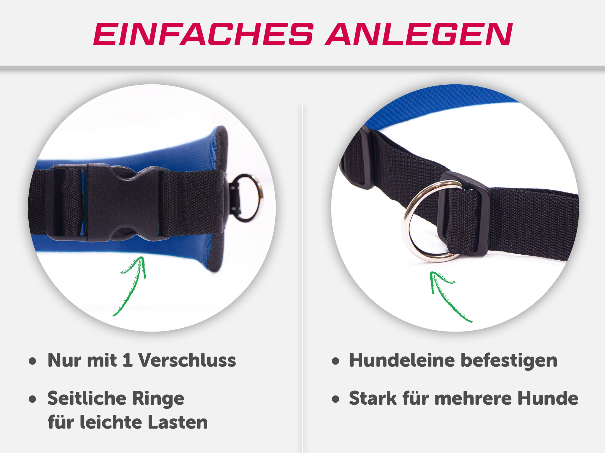 LASALINE LasaLine Canicross Jogging und Laufgürtel mit Reflektoren in Schwarz Dunkelblau