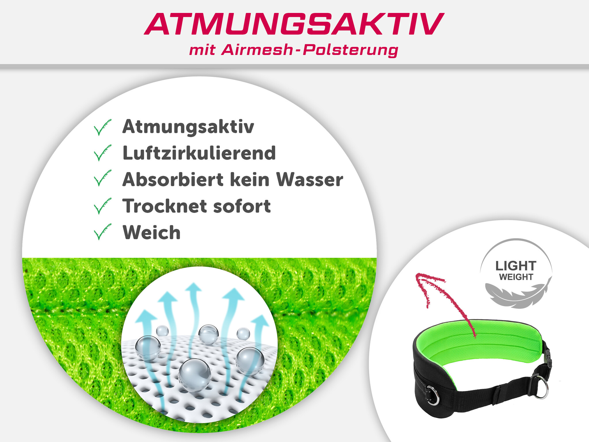 LASALINE Handsfree Dog Walking Running Jogging Waist Belt -  neon green Pedding/ black with reflectors