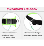 LASALINE Mains-libres chien marchant Courir jogging Ceinture - néon vert Pedding / noir avec réflecteurs