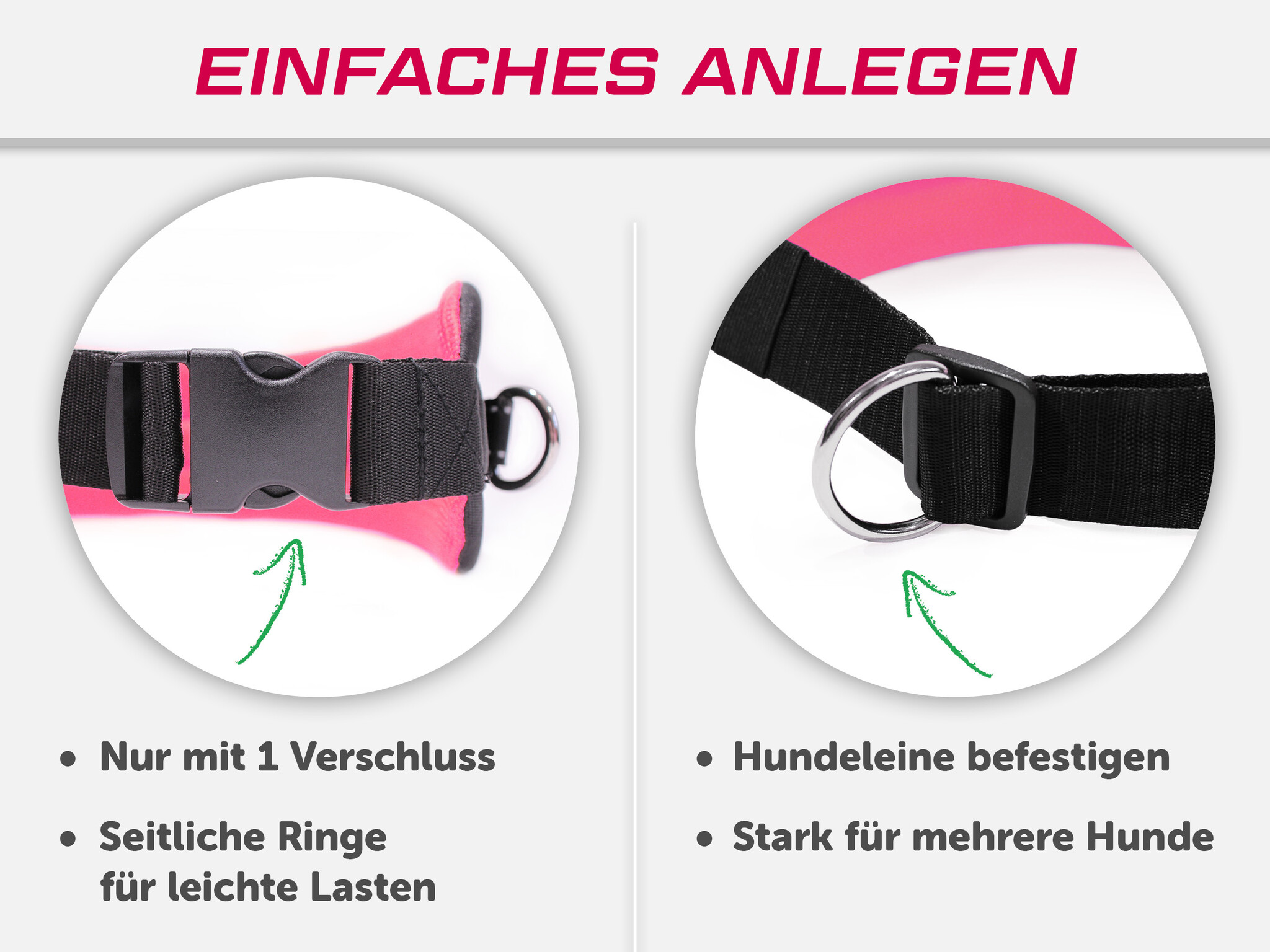 LASALINE LasaLine Canicross Jogging und Laufgürtel mit Reflektoren in Schwarz Neonpink