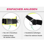LASALINE Mains-libres chien marchant Courir jogging Ceinture - néon Jaune Pedding / noir avec réflecteurs