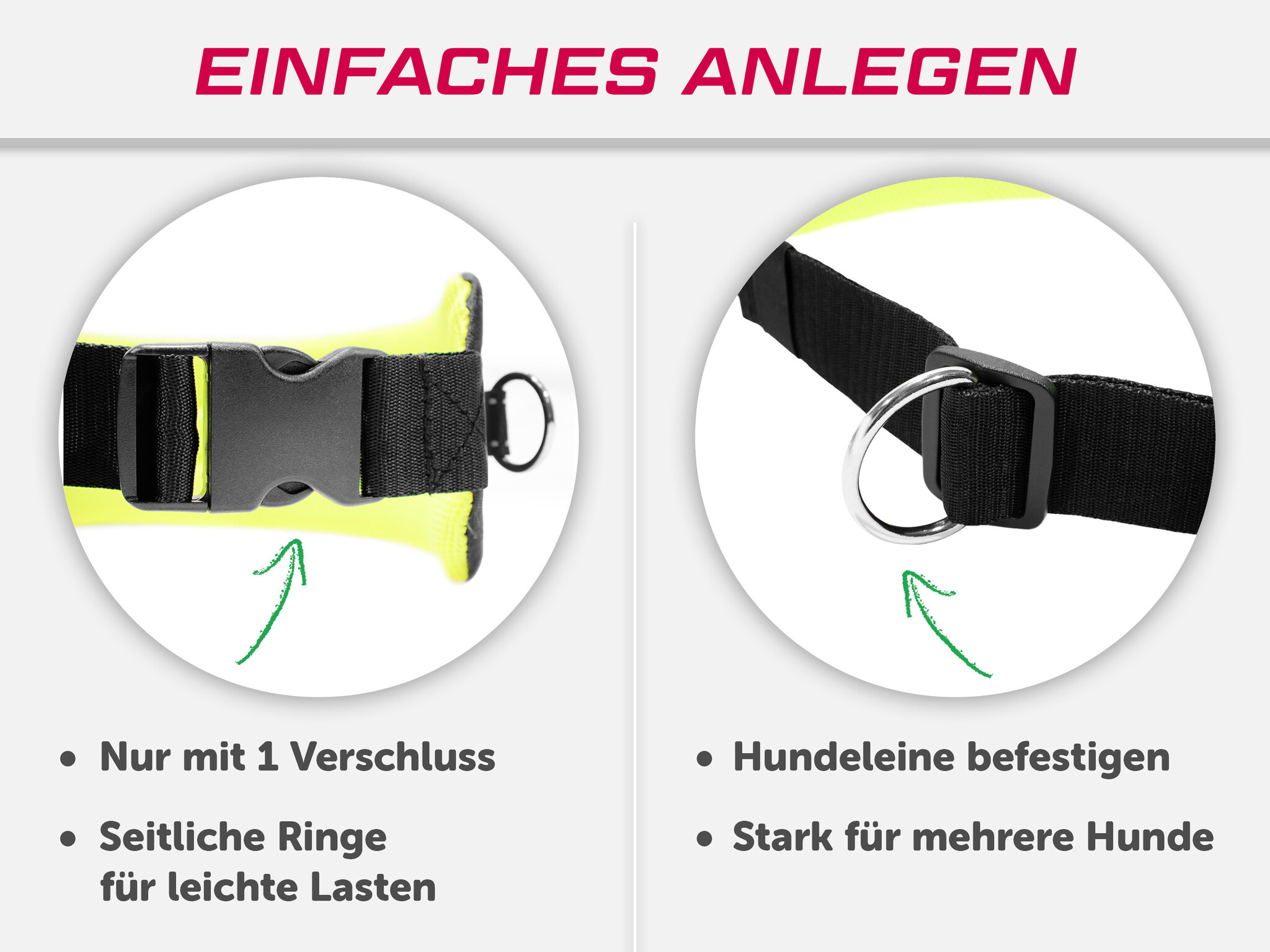 LASALINE LasaLine Canicross Gürtel für Jogging Dogtrekking Laufen Ski-Jöring  mit Reflektoren in Schwarz Neongelb