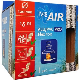 ivcAIR Alu/PVC PRO flexbuis 100mm luchtbuis voor toe en afvoer van lucht