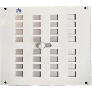 Renson Met het afsluitbaar luchtrooster van  Renson  regelt u zelf de luchttoevoer doormiddel van een schuifknop. Het rooster is voorzien van muggengaas.