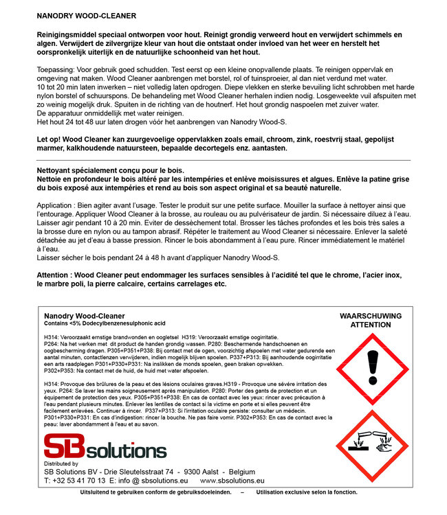 Pack Nanodry 5L Wood-Cleaner + 5L Wood-S