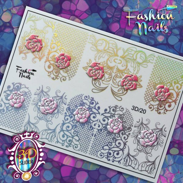 Fashion Nails Nail Wraps 3D 20