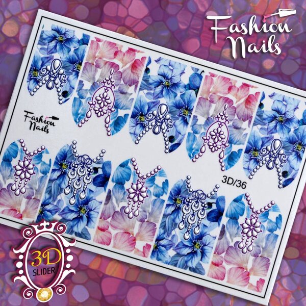 Fashion Nails Nail Wraps 3D 36