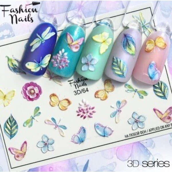 Fashion Nails Nail Wraps 3D 64