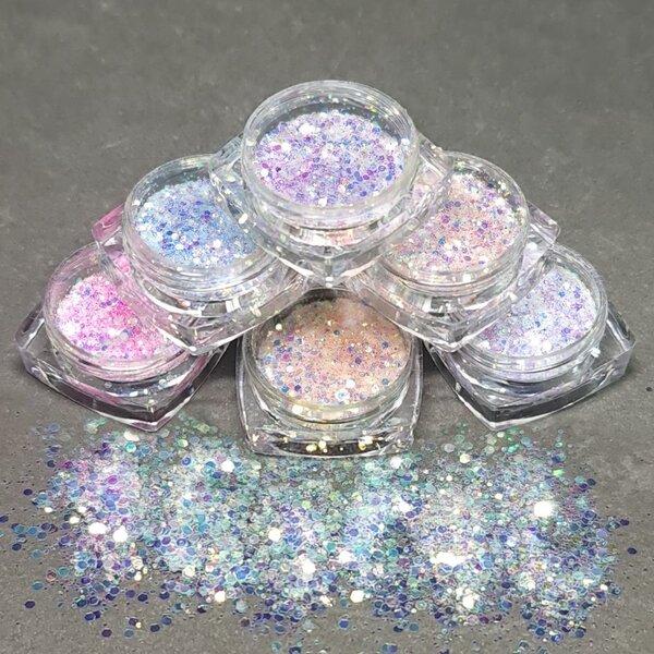 MPK Nails® 6x Pailletten Mix im Set - irisierend