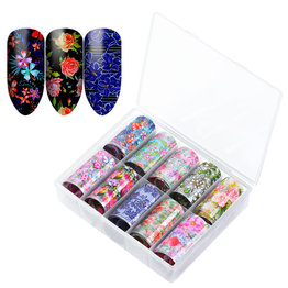 10x Nailart Transfer Folie in Box #Flowers