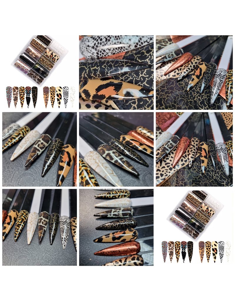 10x Nailart Transfer Folie in Box #Leopard