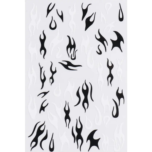 MPK Nails® Nail Sticker Flammen schwarz / weiß 091