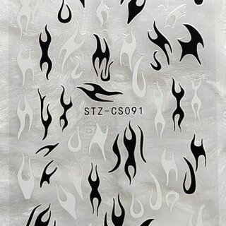 Nail Sticker Flammen schwarz / weiß 091
