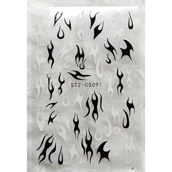 MPK Nails® Nail Sticker Flammen schwarz / weiß 091