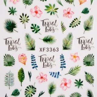 Nail Sticker XF3363 Tropical Leaves