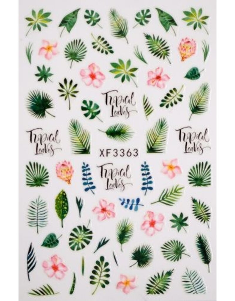 Nail Sticker XF3363 Tropical Leaves