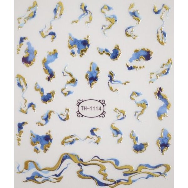 MPK Nails® Nail Sticker Marmor blau / gold ST1114