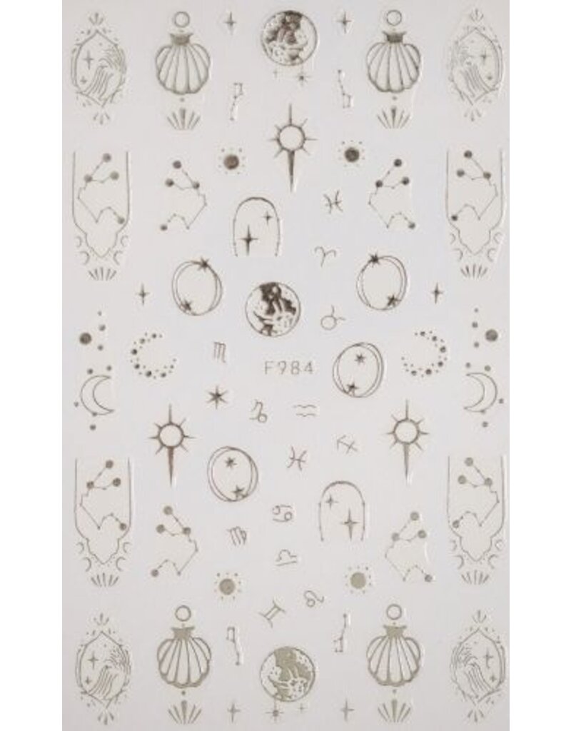 Nail Sticker Zodiac 984 Silver