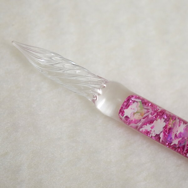 MPK Nails® Glasfeder Pinsel mit Glittergriff in pink