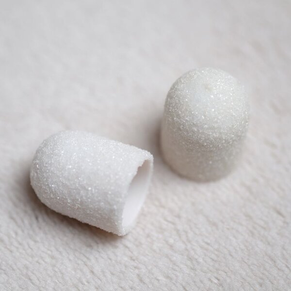 2x Pediküre Schleifkappe 13mm / Weiß