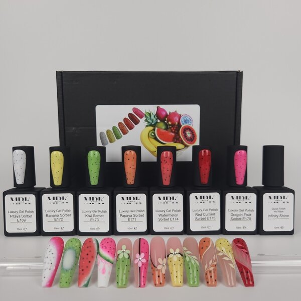 MPK Nails® 7x Luxury UV Nagellack Fruit Sorbet & 1x Infinity Shine gratis